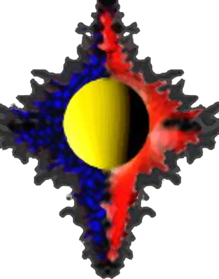The original Darkness & Light Productions mark: a fractal burst around a golden sphere